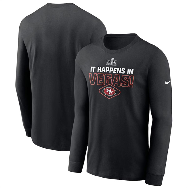 Men's San Francisco 49ers Black Super Bowl LVIII Logo Lockup Long Sleeve T-Shirt