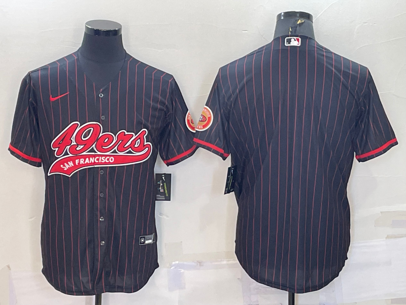 Men's San Francisco 49ers Blank Black Pinstripe With Patch Cool Base Stitched Baseball Jersey