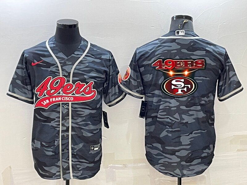 Men's San Francisco 49ers Blank Grey Navy Team Big Logo With Patch Cool Base Stitched Baseball Jersey