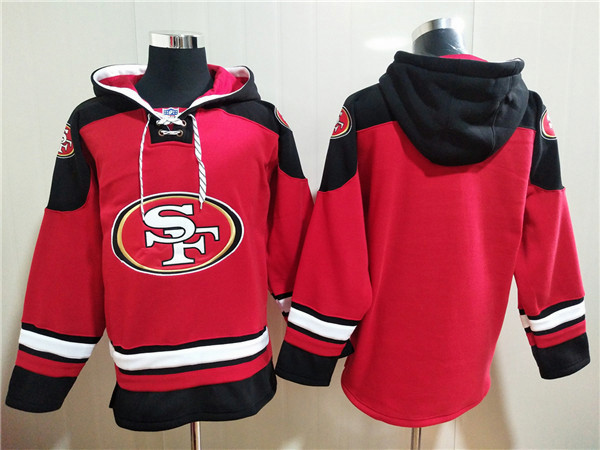 Men's San Francisco 49ers Blank Red All Stitched Sweatshirt Hoodie