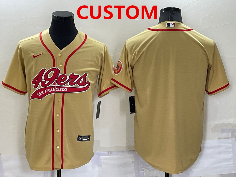 Men's San Francisco 49ers Custom Gold Stitched MLB Cool Base Nike Baseball Jersey