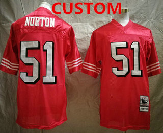Men's San Francisco 49ers Custom Red Throwback Mitchell & Ness Jersey