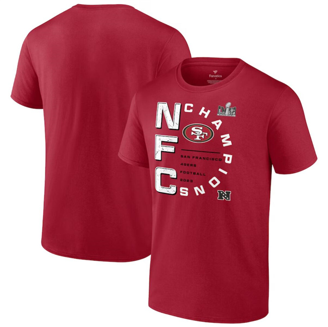 Men's San Francisco 49ers Scarlet 2023 NFC Champions Right Side Big & Tall T-Shirt