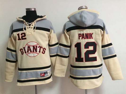 Men's San Francisco Giants #12 Joe Panik Cream Hoodie