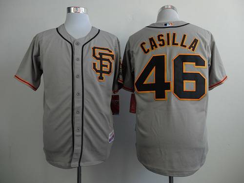 Men's San Francisco Giants #46 Santiago Casilla Gray SF Edition Jersey
