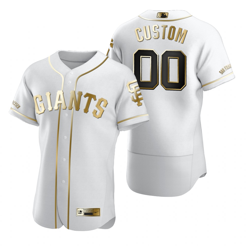 Men's San Francisco Giants Custom Nike White Stitched MLB Flex Base Golden Edition Jersey