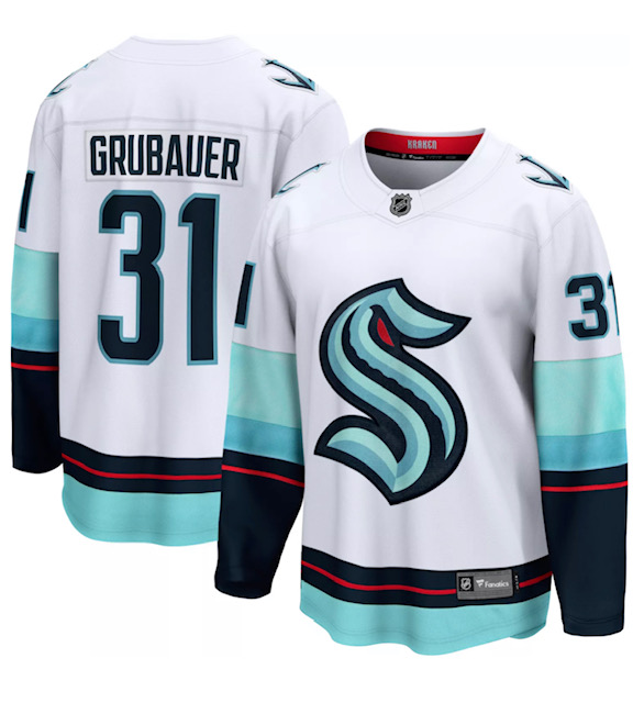 Men's Seattle Kraken #31 Paul Grubauer White Adidas Stitched NHL Jersey