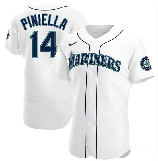 Men's Seattle Mariners #14  Lou Piniella Authentic White Home Jerseys