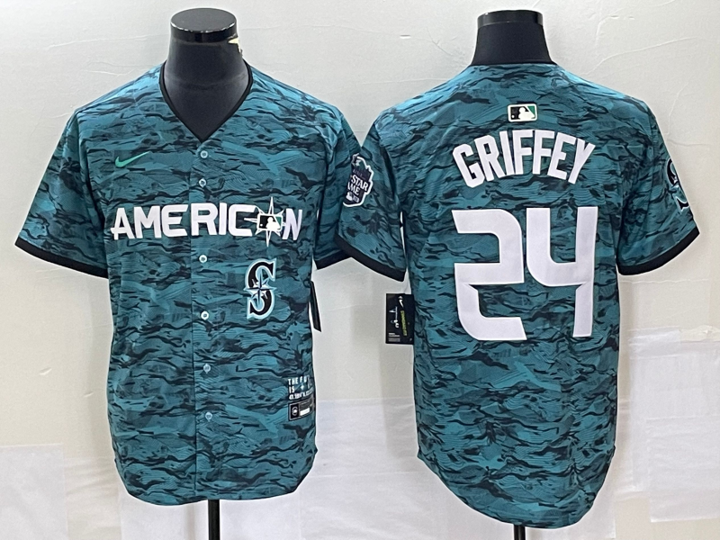 Men's Seattle Mariners #24 Ken Griffey Teal 2023 All Star Cool Base Stitched Jersey