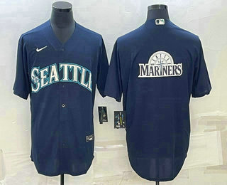 Men's Seattle Mariners Big Logo Navy Blue Stitched MLB Cool Base Nike Jersey