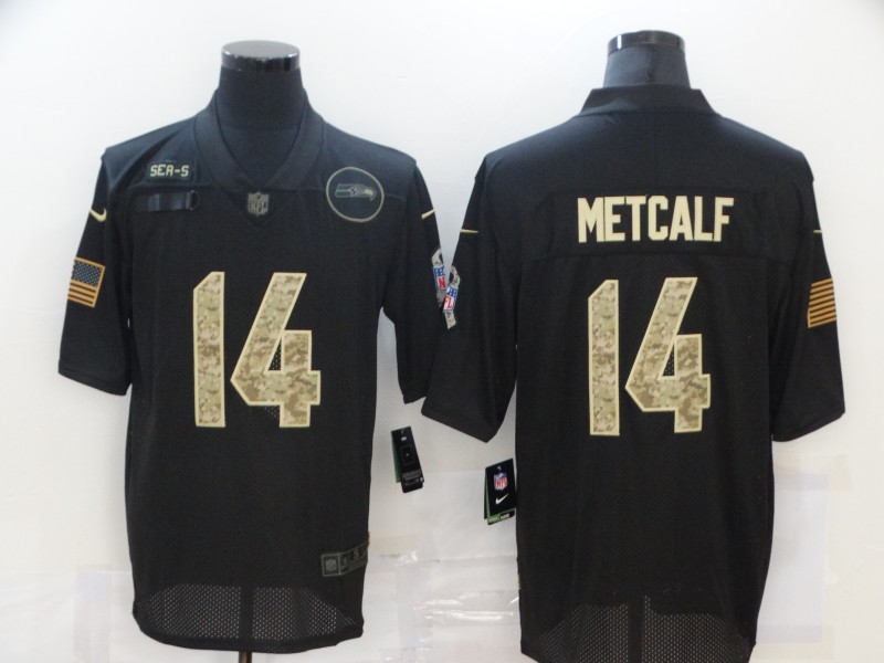 Men's Seattle Seahawks #14 D.K. Metcalf Black Camo 2020 Salute To Service Stitched NFL Nike Limited Jersey
