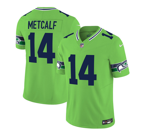 Men's Seattle Seahawks #14 DK Metcalf 2023 F.U.S.E. Green Limited Football Stitched Jersey