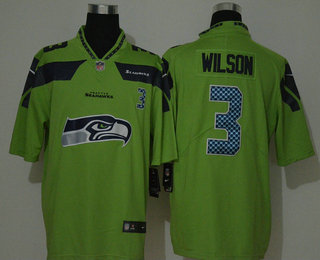 Men's Seattle Seahawks #3 Russell Wilson Green 2020 Big Logo Number Vapor Untouchable Stitched NFL Nike Fashion Limited Jersey