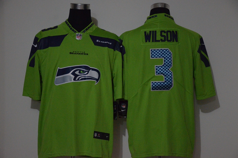Men's Seattle Seahawks #3 Russell Wilson Green 2020 Big Logo Vapor Untouchable Stitched NFL Nike Fashion Limited Jersey