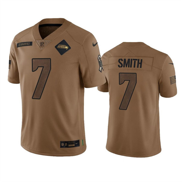 Men's Seattle Seahawks #7 Geno Smith 2023 Brown Salute To Service Limited Football Stitched Jersey