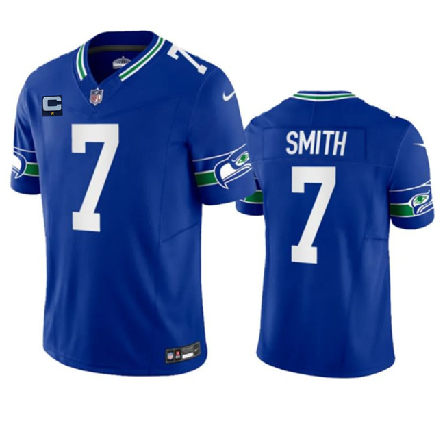 Men's Seattle Seahawks #7 Geno Smith Royal 2023 F.U.S.E. With 1-Star C Patch Vapor Vapor Untouchable Limited Football Stitched Jersey