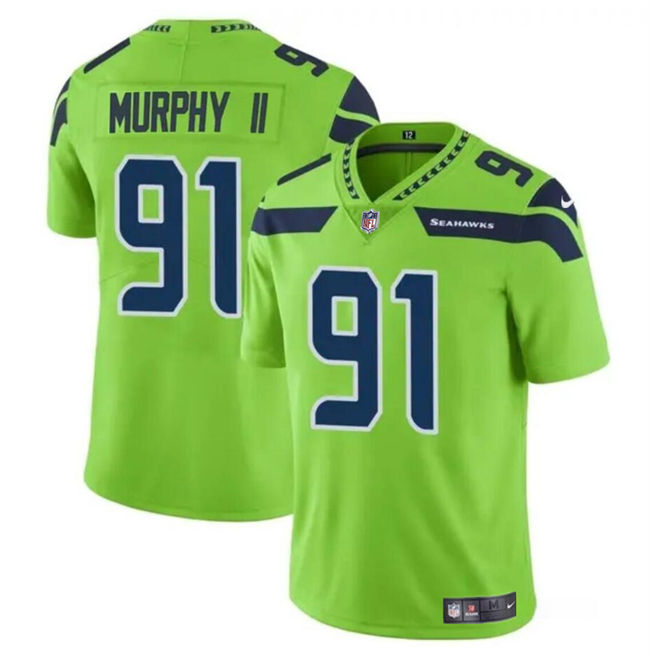 Men's Seattle Seahawks #91 Byron Murphy II Green 2024 Draft Vapor Limited Football Stitched Jersey