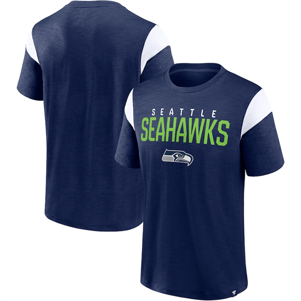 Men's Seattle Seahawks Navy White Home Stretch Team T-Shirt