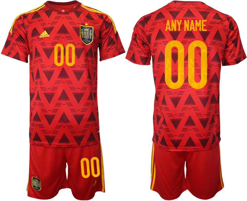 Men's Spain Custom Red Home Soccer 2022 FIFA World Cup Jerseys