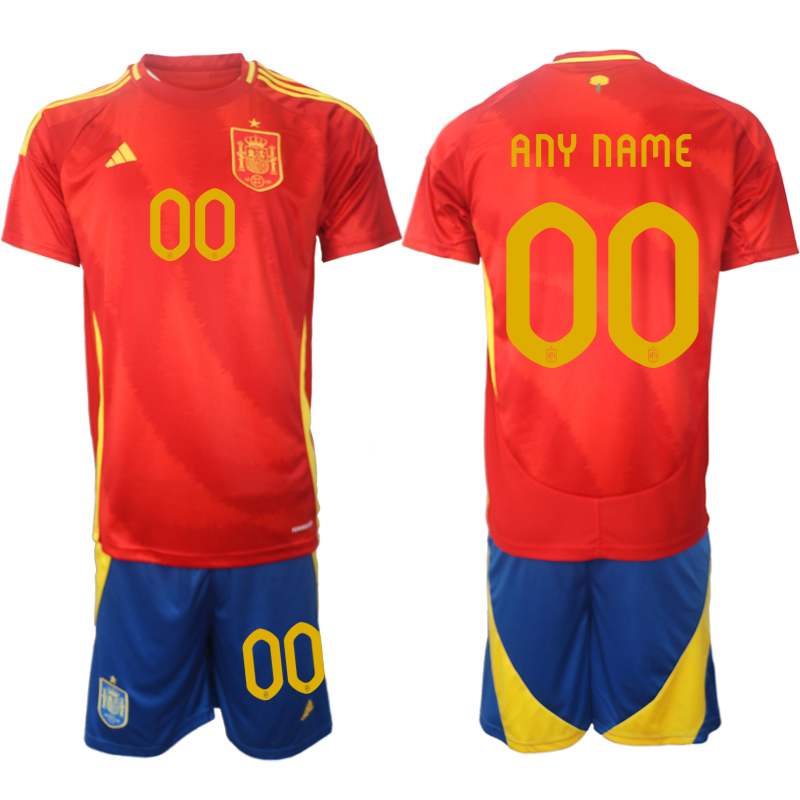 Men's Spain home any name 2024-25 Suit Soccer Jerseys