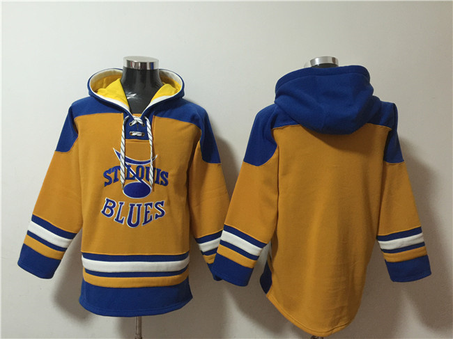 Men's St. Louis Blues Blank Yellow Ageless Must-Have Lace-Up Pullover Hoodie