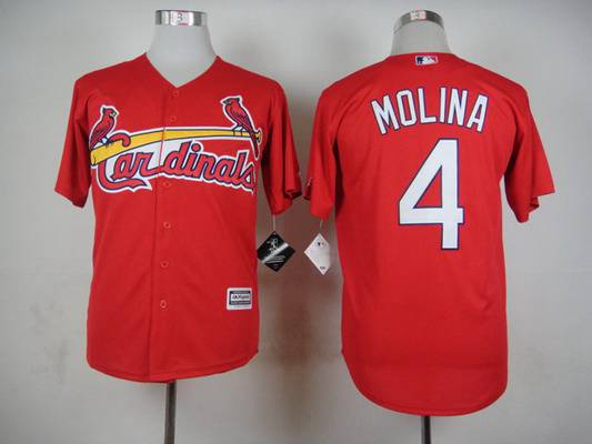 Men's St. Louis Cardinals #4 Yadier Molina 2015 Red Jersey