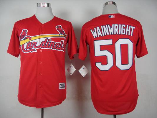 Men's St. Louis Cardinals #50 Adam Wainwright 2015 Red Jersey