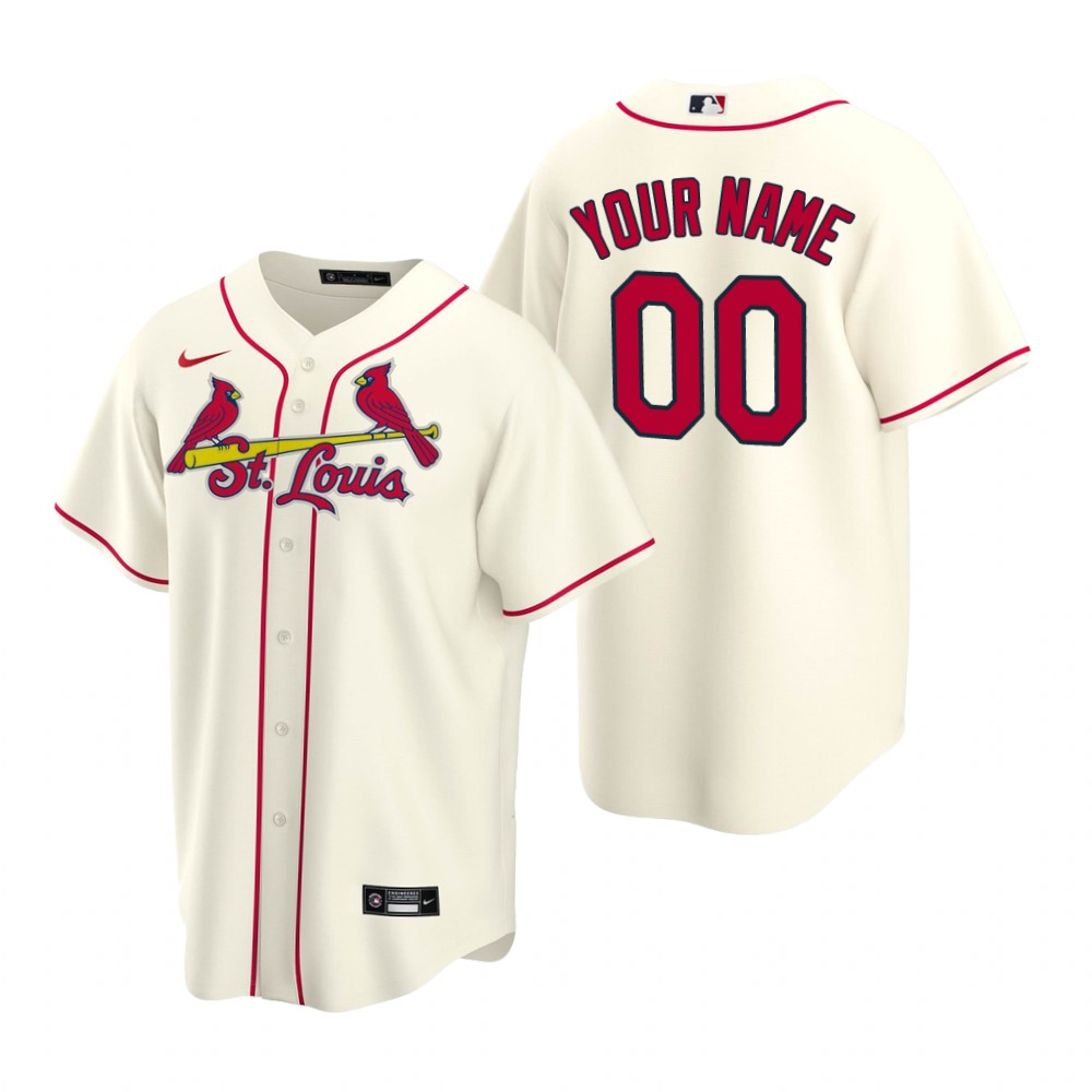 Men's St. Louis Cardinals Custom Nike Cream Stitched MLB Cool Base Jersey