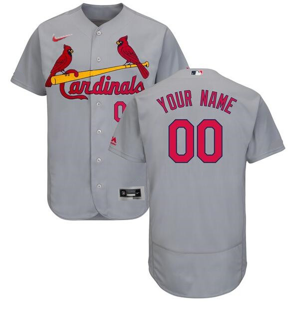 Men's St. Louis Cardinals Custom Nike Gray Road Stitched MLB Flex Base Jersey