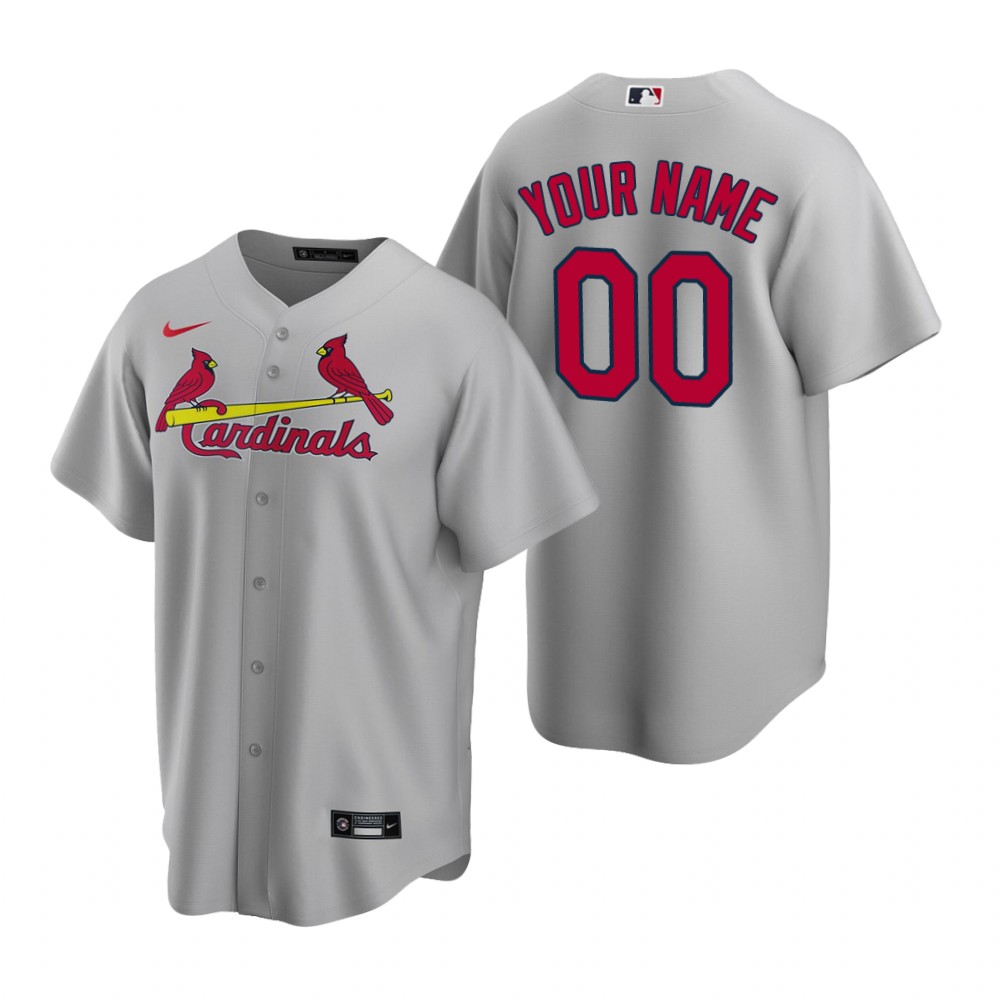 Men's St. Louis Cardinals Custom Nike Gray Stitched MLB Cool Base Road Jersey