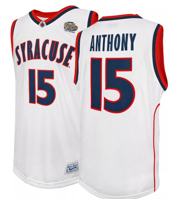 Men's Syracuse Orange #15 Carmelo Anthony white Replica Basketball Original Retro Brand Jersey