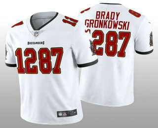 Men's Tampa Bay Buccaneers #12 Tom Brady #87 Rob Gronkowski CP Player White Vapor Untouchable Stitched Nike Limited NFL Jersey