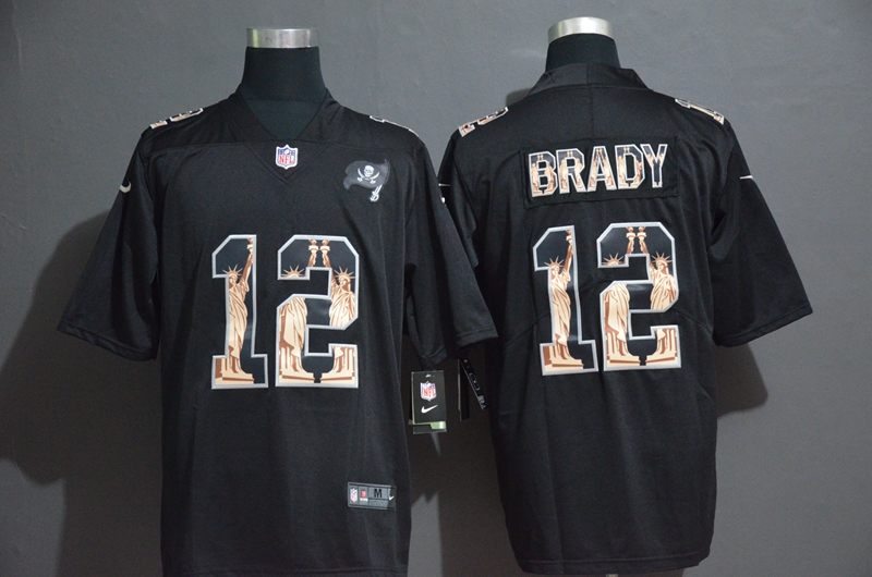 Men's Tampa Bay Buccaneers #12 Tom Brady 2019 Black Statue Of Liberty Stitched NFL Nike Limited Jersey
