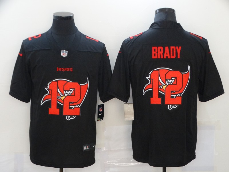 Men's Tampa Bay Buccaneers #12 Tom Brady Black 2020 Shadow Logo Vapor Untouchable Stitched NFL Nike Limited Jersey