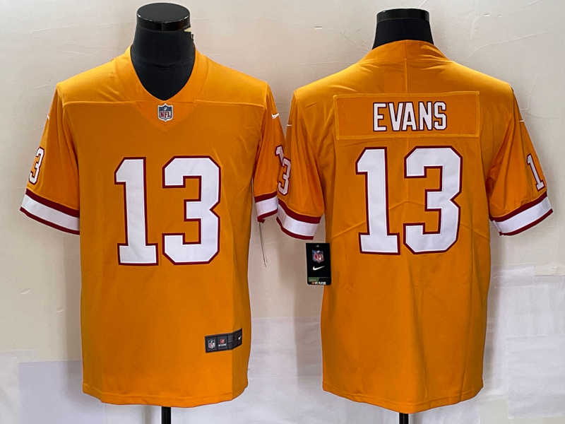Men's Tampa Bay Buccaneers #13 Mike Evans Yellow Throwback Limited Stitched Jersey