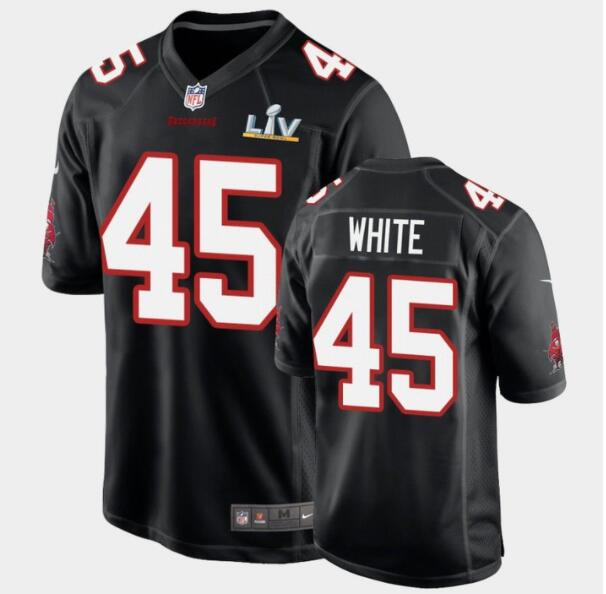 Men's Tampa Bay Buccaneers #45 Devin White Super Bowl LV Game Fashion Jersey-Black