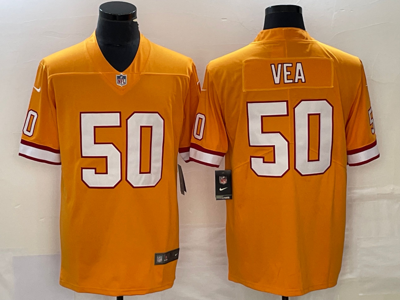 Men's Tampa Bay Buccaneers #50 Vita Vea Yellow Limited Stitched Throwback Jersey
