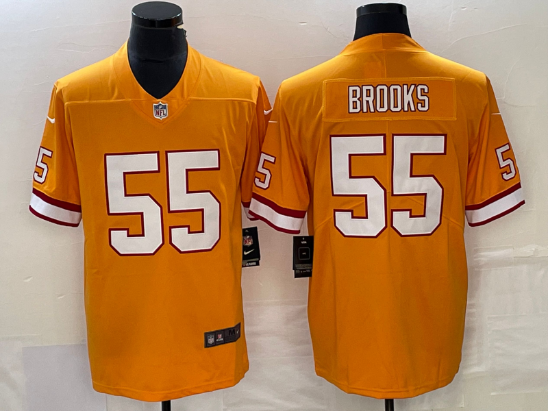 Men's Tampa Bay Buccaneers #55 Derrick Brooks Yellow Limited Stitched Throwback Jersey
