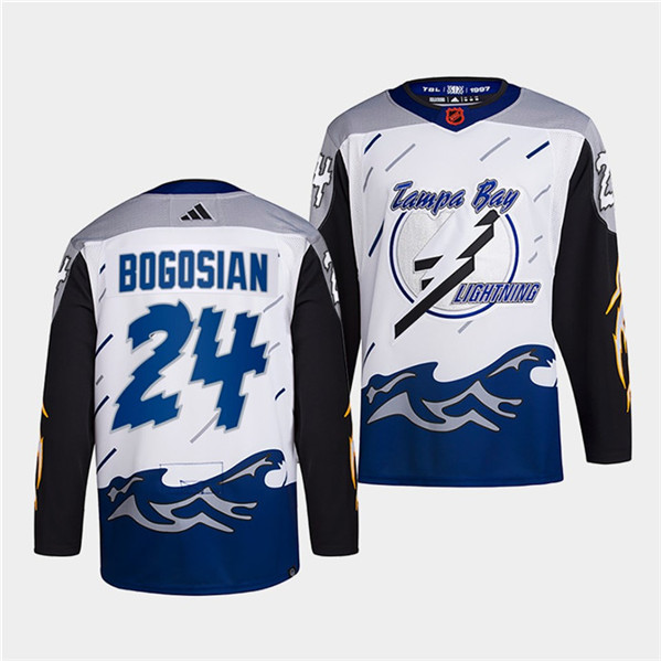Men's Tampa Bay Lightning #24 Zach Bogosian White 2022 Reverse Retro Stitched Jersey