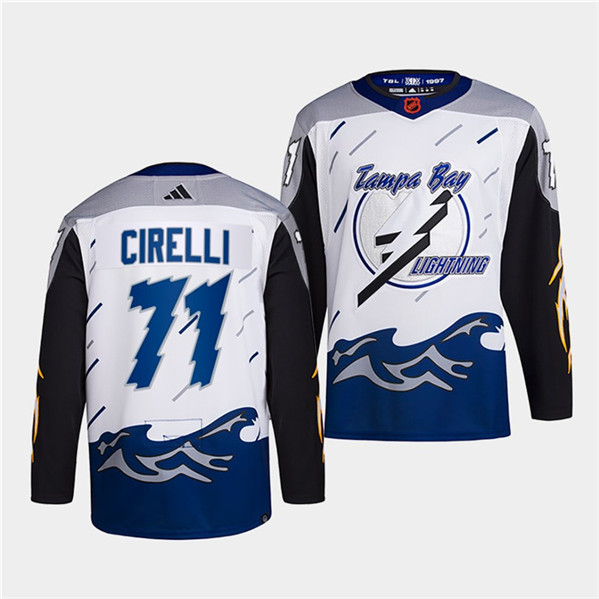 Men's Tampa Bay Lightning #71 Anthony Cirelli White 2022 Reverse Retro Stitched Jersey