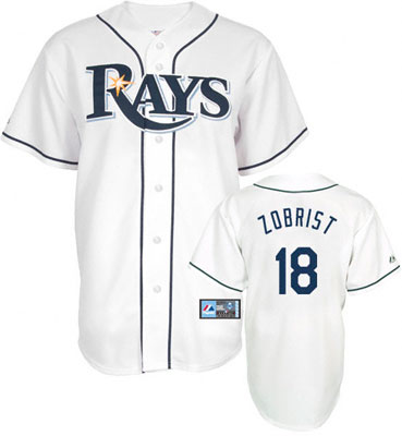 Men's Tampa Bay Rays #18 Ben Zobrist White Home Stitched MLB Majestic Cool Base Jersey