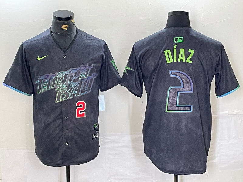 Men's Tampa Bay Rays #2 Yandy Diaz Number Charcoal 2024 City Connect Limited Stitched Jerseys