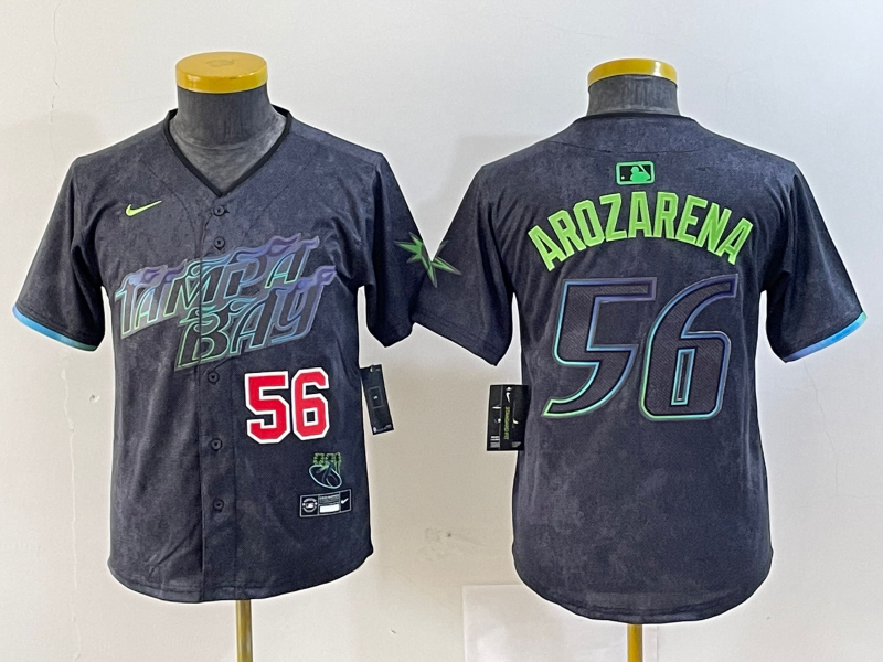 Men's Tampa Bay Rays #56 Randy Arozarena Number Charcoal 2024 City Connect Limited Stitched Jerseys