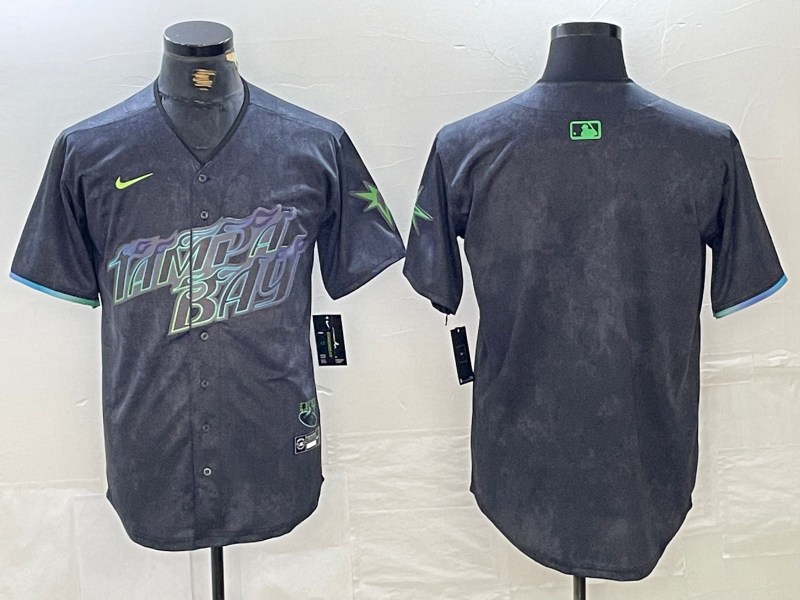 Men's Tampa Bay Rays Blank Charcoal 2024 City Connect Limited Stitched Jersey