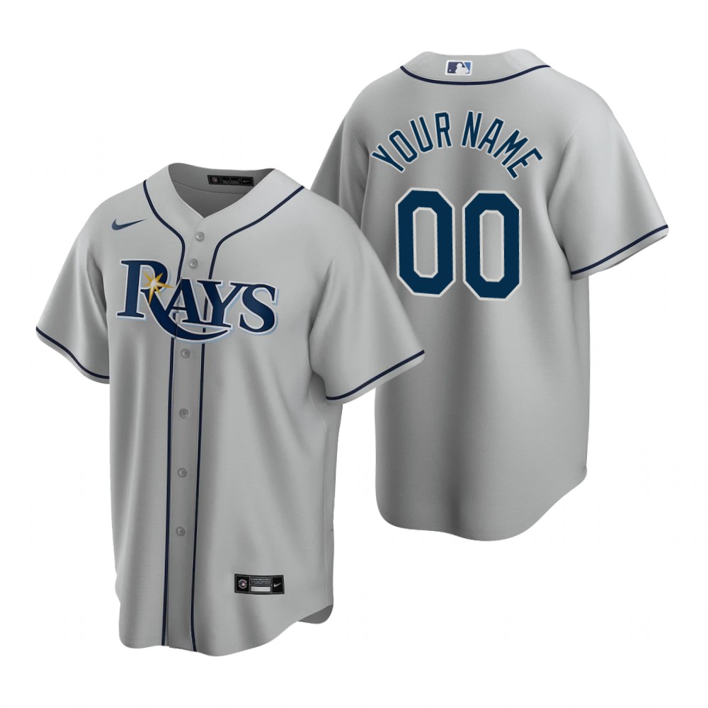 Men's Tampa Bay Rays Custom Nike Gray 2020 Stitched MLB Cool Base Road Jersey