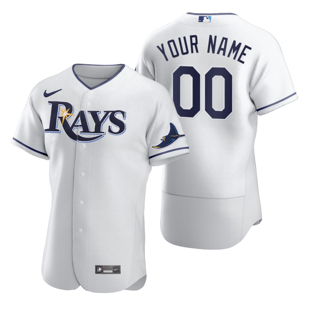 Men's Tampa Bay Rays Custom Nike White 2020 Stitched MLB Flex Base Jersey