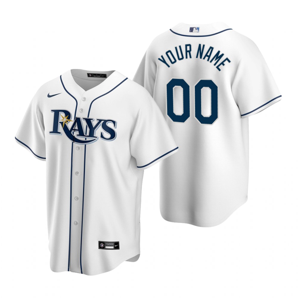 Men's Tampa Bay Rays Custom Nike White Stitched MLB Cool Base Home Jersey