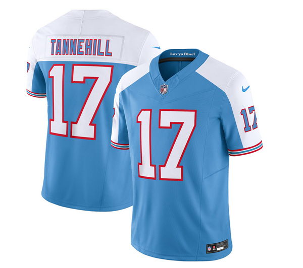 Men's Tennessee Titans #17 Ryan Tannehill Blue White 2023 F.U.S.E. Vapor Limited Throwback Football Stitched Jersey