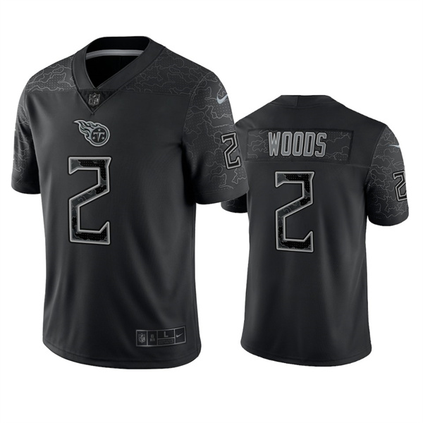 Men's Tennessee Titans #2 Robert Woods Black Reflective Limited Stitched Football Jersey