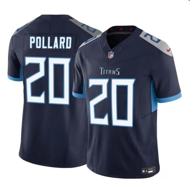 Men's Tennessee Titans #20 Tony Pollard Navy 2023 F.U.S.E. Vapor Limited Football Stitched Jersey
